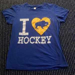 BUFFALO Sabres Hockey I Heart Love T-Shirt Womens Large 17" Pit to Pit